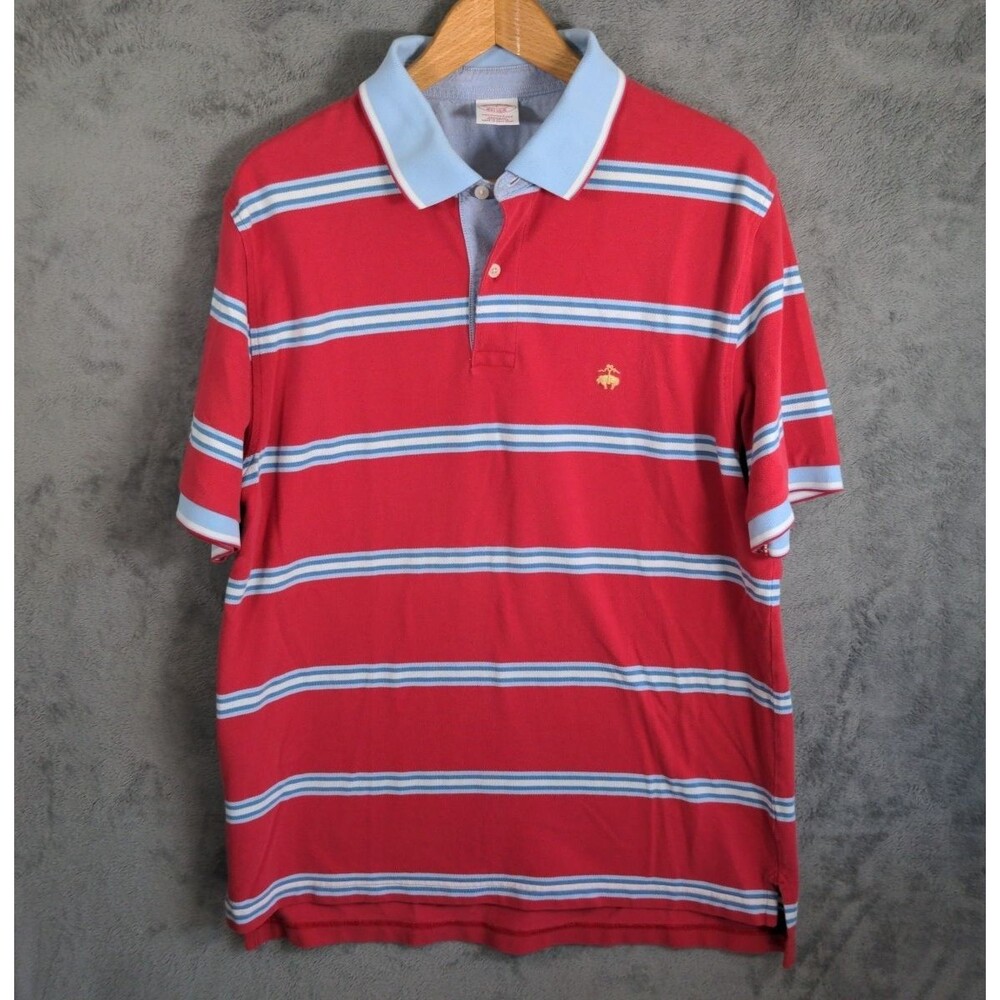 Brooks Brothers Performance Polo Shirt Mens L Multi Color Gold Logo Original Fit